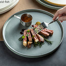 Axyaa Round Ceramic Steak & Dessert Plates Set - Vintage Restaurant Tableware