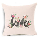 Axyaa Letter Print Pillow Case 45x45 cm Linen Cushion Cover for Home Decor