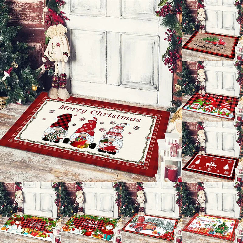 Christmas Dwarf Print Floor Mat for Living Room and Balcony Decoration by Axyaa