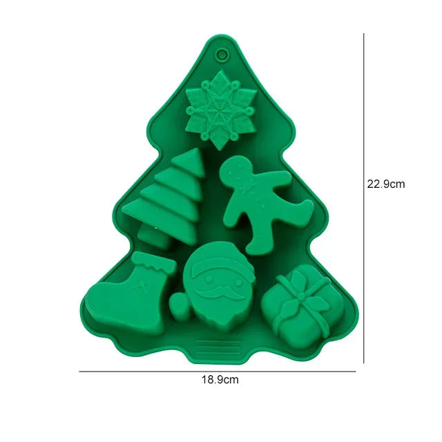 Silicone Christmas Chocolate Mold Set Snowflake Tree Stars Elk Snowman Axyaa