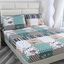 Axyaa Botanical Floral Fitted Sheet Set - Brushed Beige, Home & Hotel