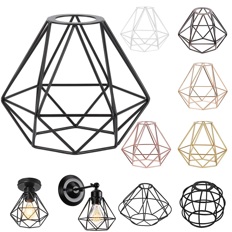 Axyaa Metal Wire Cage Pendant Light Cover Industrial Style for Ceiling Hanging Lamp