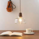 Axyaa Modern LED Pendant Lamps - Walnut Glass Hanging Light Fixtures for Home Decor