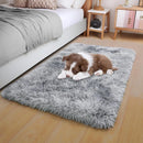 Axyaa Tie-Dye Memory Foam Plush Rug, Light Gray Large Rug for Living Room & Bedroom