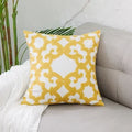 Axyaa Yellow Geometric Floral Embroidered Cushion Cover - 45x45cm