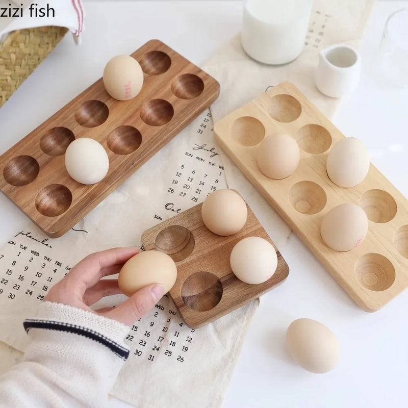 Axya Solid Wood Egg Storage Tray Rack for Kitchen Refrigerator and Home