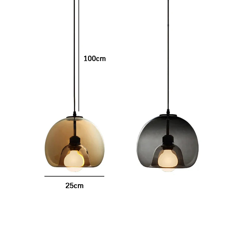 Axya Modern Round Glass Pendant Lamp for Restaurant with Concave Base