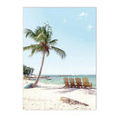 Axyaa Seascape Canvas Painting: Beach Coconut Tree Wall Art Print for Living Room