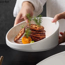 Axyaa White Ceramic Dessert Plate Set for Molecular Cuisine and Snacks