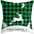 Axyaa Green Plaid Christmas Pillow Cover - Festive Home Decor