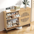 Axyaa Farmhouse Shoe Cabinet with Flip Drawers, Slim Shoe Storage Organizer