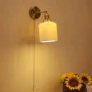 Axyaa Ceramic Wall Sconce with Pull Switch, Brass Wall Light for Modern Minimalist Bedroom