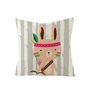 Axyaa Lovely Animals Linen Cushion Cover - Cute Bear Fox Deer Print