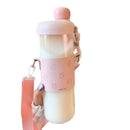 Axyaa Cat Glass Water Bottle with Sleeve and Straw - 500/850ml