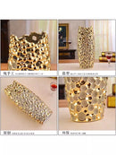 Gold Ceramic Vase Axyaa Porcelain Floral Home Decor Wedding Display
