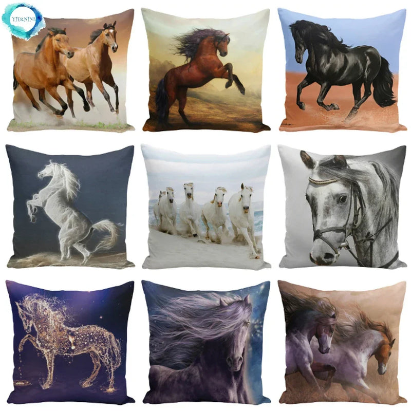 Animal Horse Printed Cushion Cover by Axyaa - Sofa Decor Pillowcase