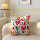 Axyaa Pastoral Flower Embroidery Throw Pillowcase - Canvas Towel Sofa Cushion Cover