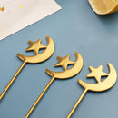 Axyaa Gold Star Moon Dinnerware Set - Stainless Steel, Eid Mubarak Ramadan Muslim Party