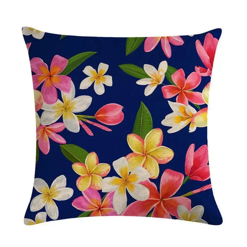 Axyaa Tropical Plant Design Linen Pillowcase Floral Print 45*45cm