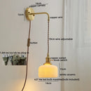 Axyaa Ceramic Copper LED Wall Lamp: Modern Style Pull Chain Switch Bathroom Mirror Lights