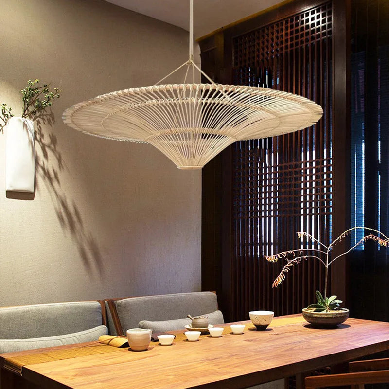 Axyaa Nordic Rattan Chandelier: Elegant Janpanese Wicker Light for Home Decor