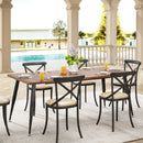 Axyaa Rustic Industrial Dining Table, Spacious for 6-8, Sturdy Metal Legs, Modern Faux Wood