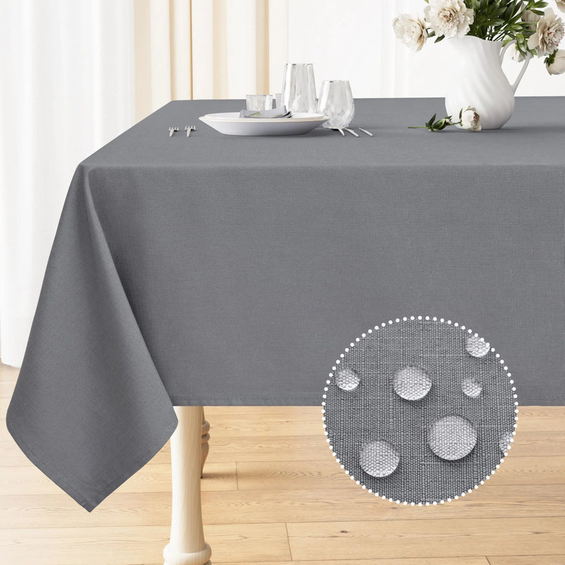 Axyaa Faux Linen Waterproof Tablecloth for Kitchen Dining.