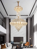 Axyaa Gold Crystal Chandelier: Luxe LED Hanging Lamp for Home Decor