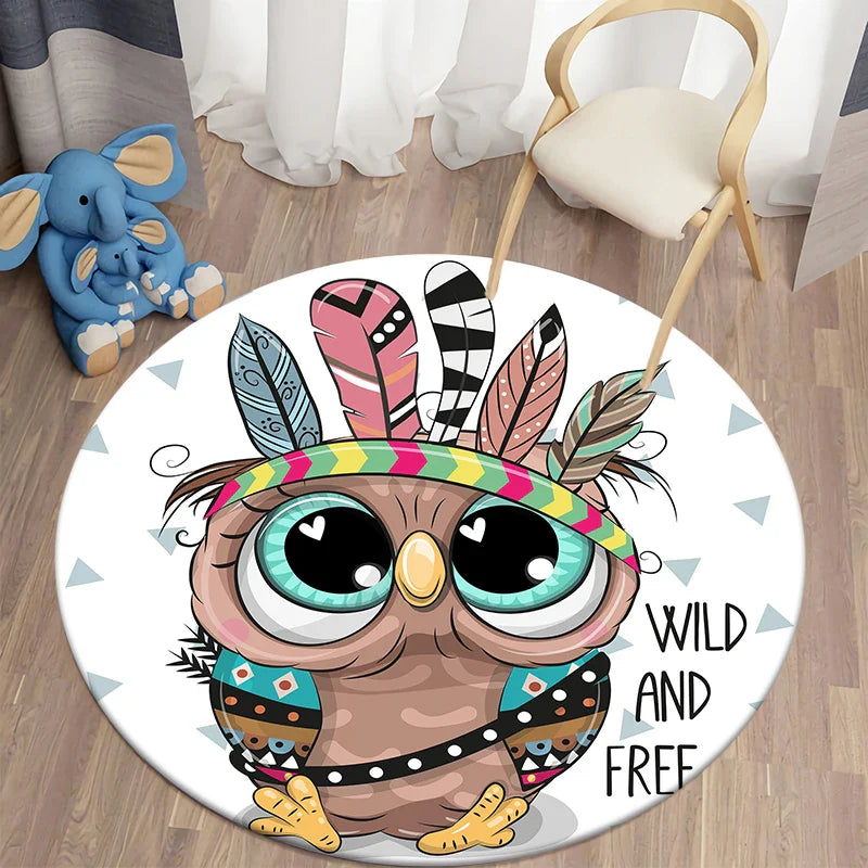 Axyaa Lion Cartoon Animal Round Carpet for Living Room Children's Bedroom