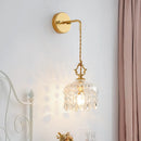 Axyaa Modern Nordic Gold Brass Crystal Wall Sconce Clear Glass Bedroom Lamp