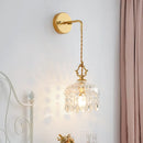 Axyaa Gold LED Crystal Glass Wall Sconce - Modern Nordic Bedroom Balcony Lamp