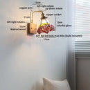 Axyaa Colorful Glass Gold Copper LED Wall Lamps with Switch - Bedroom, Bathroom, Stair Lighting