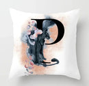 Axyaa Flower Cat Alphabet Pillowcase 45x45cm Cushion Cover, Modern Home Decor