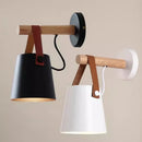 Axyaa Wood & Leather Belt Wall Sconce for Bedroom, Study, Living Room - Modern Indoor Decor Light