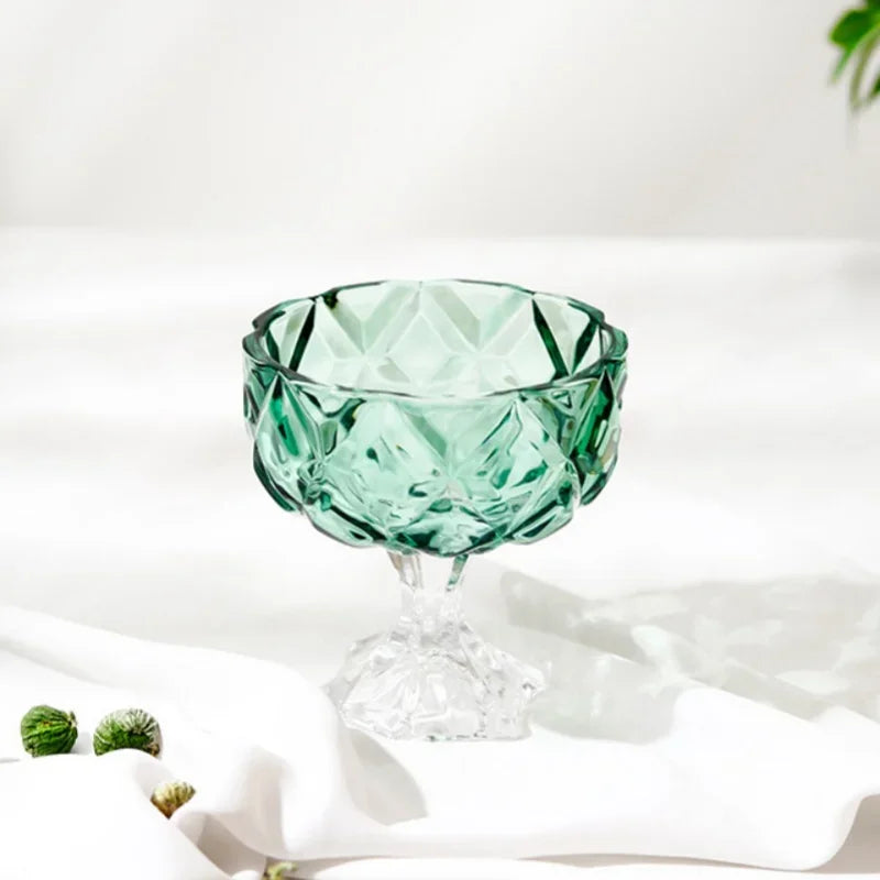Axyaa 276ml Rhomboid Crystal Glass Cup for Desserts, Ice Cream, Milkshakes
