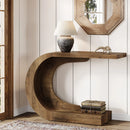 Axyaa Mid-Century Modern C-Shaped Console Table, 43.3" Wood Entryway Accent Table