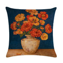 Axyaa Floral Vase Print Linen Cushion Cover 45*45cm