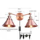 Axyaa Industrial Vintage LED Wall Light - 2 Heads Gold Loft Iron Lamparas De Pared