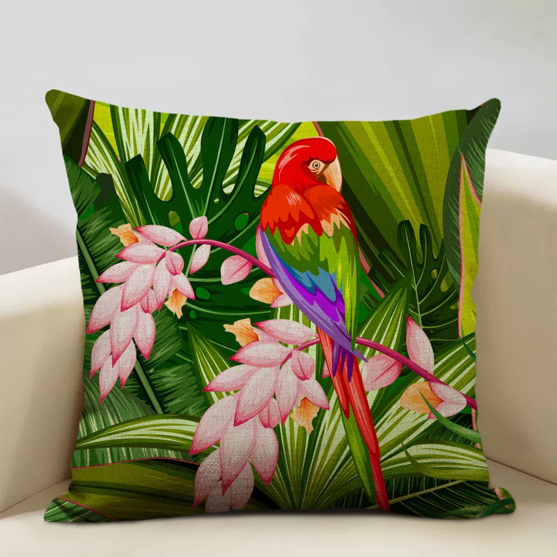 Axyaa African Parrot Flamingo Cushion Set for Home Decor & Comfort