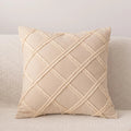 Axyaa Beige Tassel Cushion Cover 45x45cm Solid Cotton Linen for Home Sofa Bed Decor