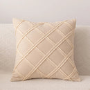 Axyaa Beige Tassel Cushion Cover 45x45cm Solid Cotton Linen for Home Sofa Bed Decor