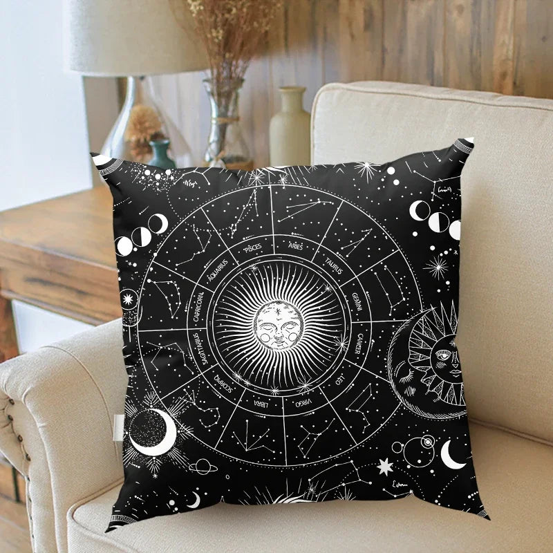 Axyaa Tarot Sun Moon Star Pillowcase for Home Décor and Divination-themed Style