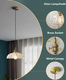Axyaa Vintage Brass Glass Pendant Light for Kitchen Dining Bedroom