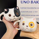 Axyaa Cartoon Cat Ceramic Cup with Spoon | Creative 430ml Coffee Milk Tea Mug