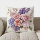 Axyaa Pink & Purple Floral Throw Pillow Cover for Sofa, Bedroom, Car
