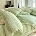 Axyaa Milk Fleece Bed 4-Piece Set, Coral Fleece Mattress, Double Quilt Cover, Bed Sheet