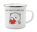 Axyaa Cat Enamel Coffee Mug - Unique Funny Tea Cup for Travel and Home