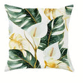 Axyaa Exotic Green & Gold Tropical Leaf Pillow Covers - Sofa Bedroom Car Pillow Cover