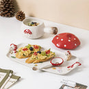 Axyaa Mushroom Handle Bowl with Lid and Spoon Set for Breakfast and Desserts