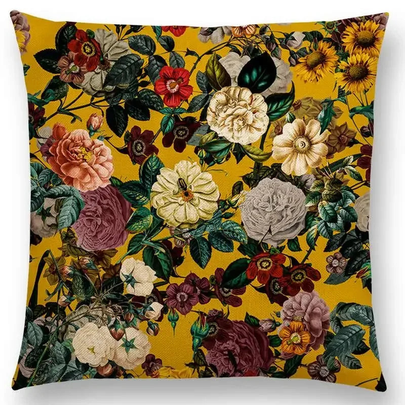 Axyaa Botanical Garden Floral Leaves Print Pillow Case Cover